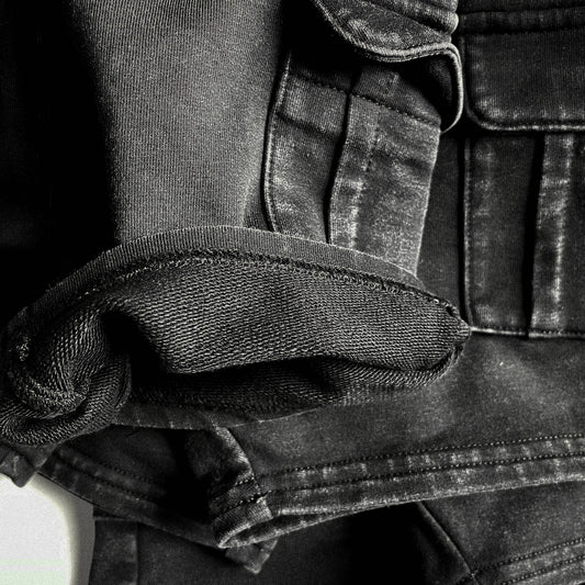 Black Acid Wash Cargo Shorts