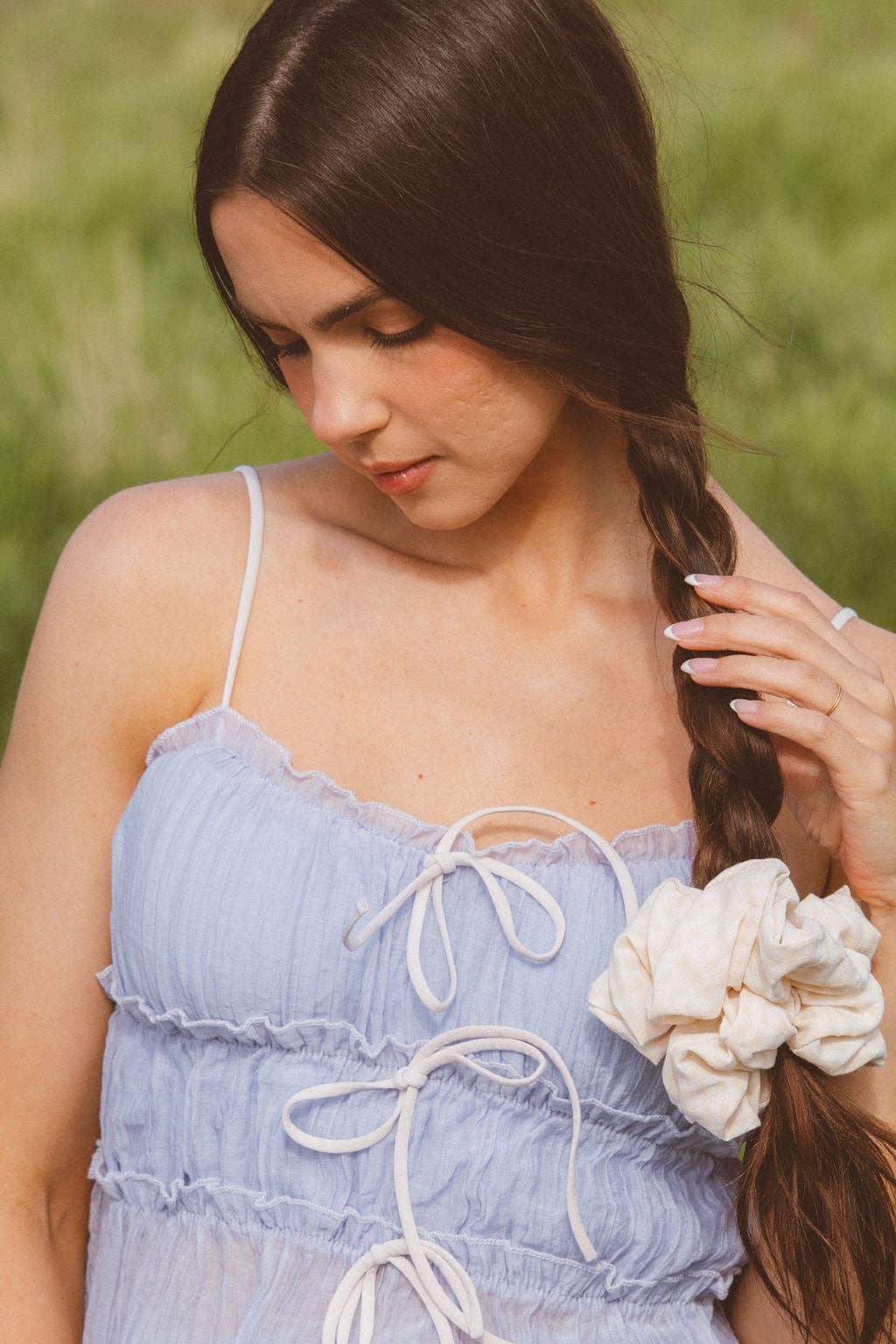 Cream Gingham Jumbo Scrunchie