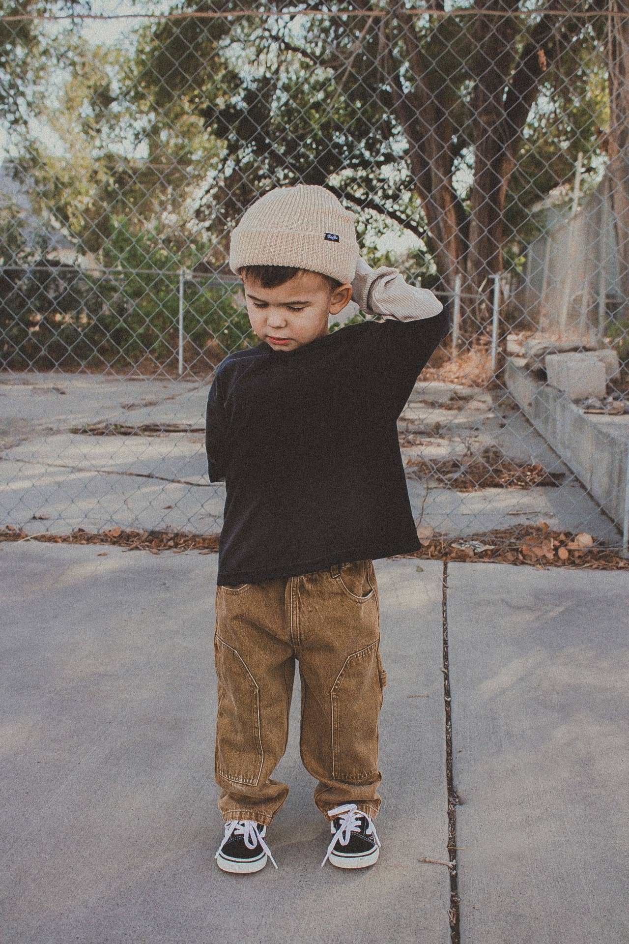 Toddler Waffle Layered Tee in Charcoal