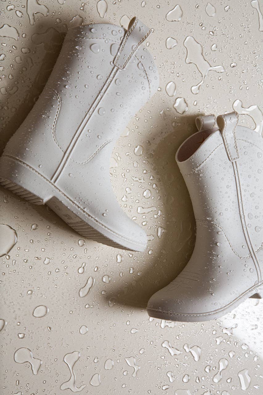 PRE ORDER: Bone White Kid's All Weather Rubber Cowboy Boots