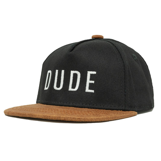 Gorra de camionero de ala plana - Dude - Negra/Cuero sintético