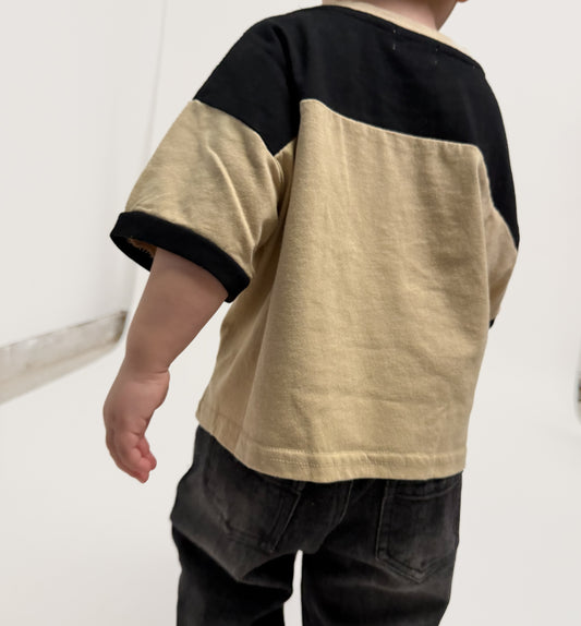 Black/Tan Color Block Tee