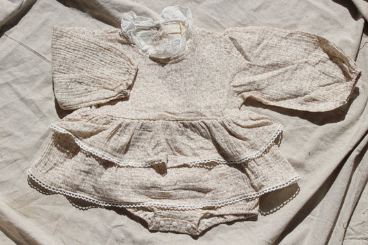 Floral long sleeve romper - brown