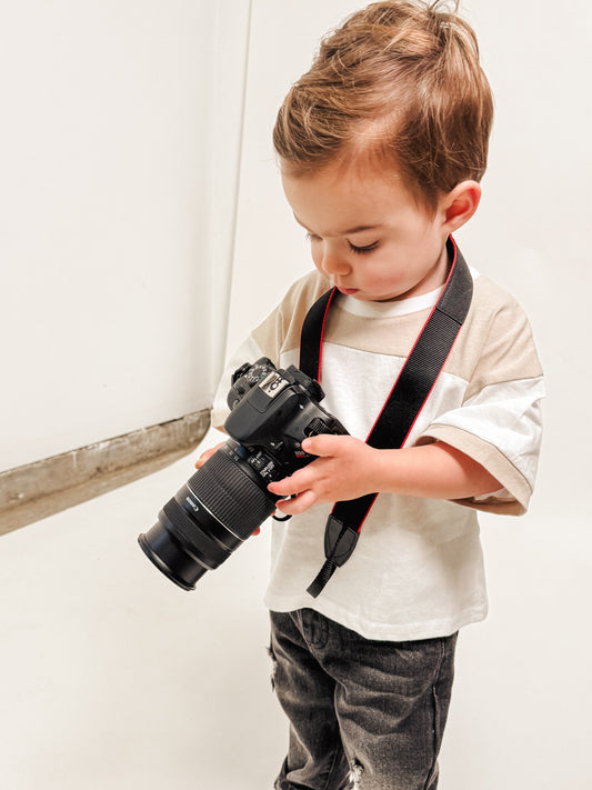 White/tan Color Block Tee