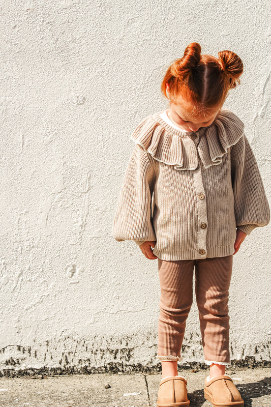 Coffee lace ribbed legging