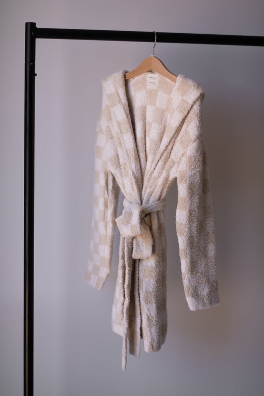 Adult Robe | Cream Checkerboard
