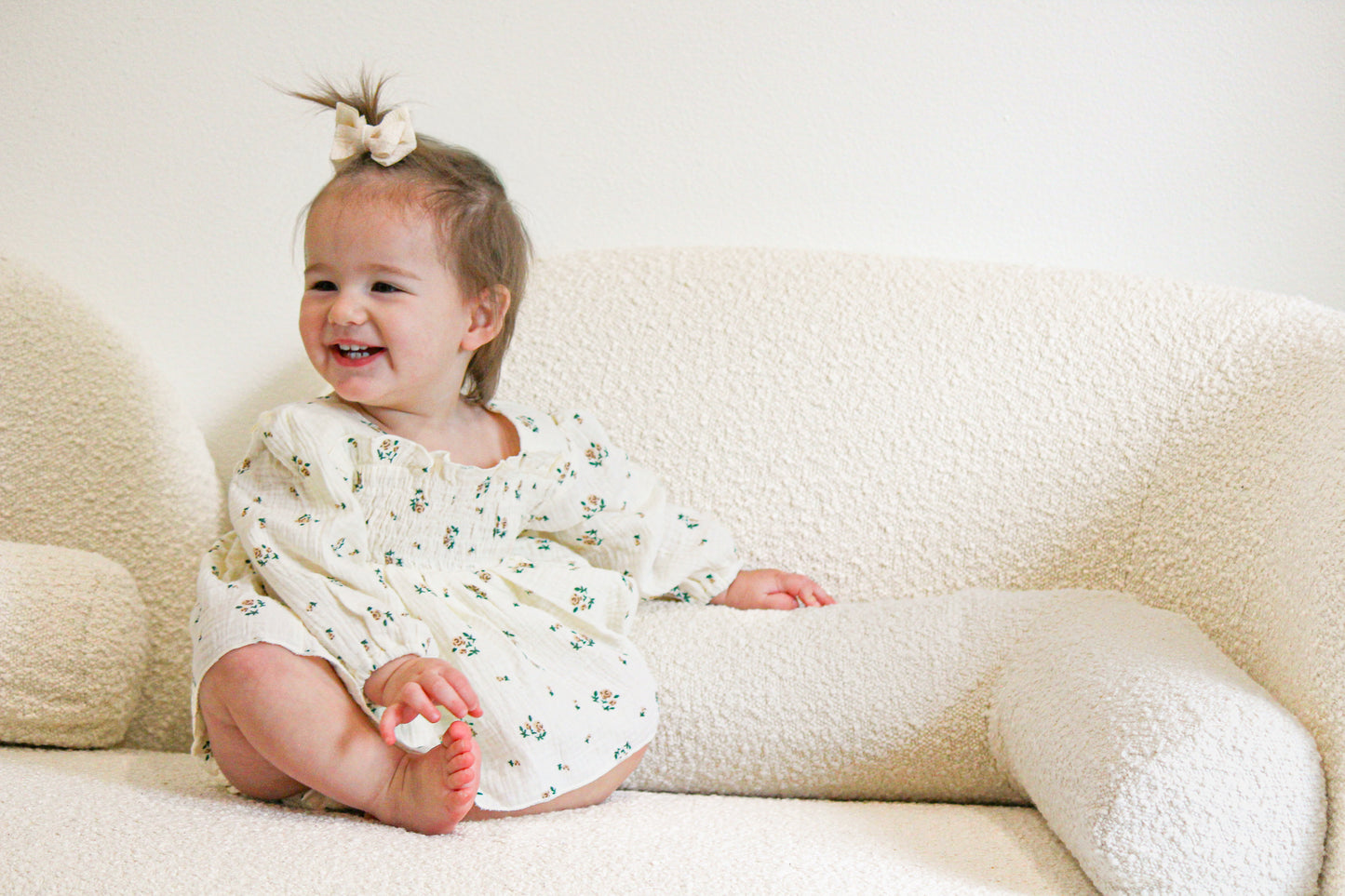 Floral long sleeve romper - cream