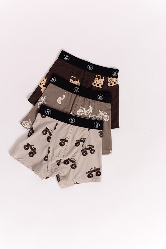 Bamboo Boxers (3 Pack) | Dirt Bike, Bulldozer & Monster Truck