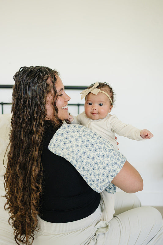 Blue Blossom Muslin Burp Cloth