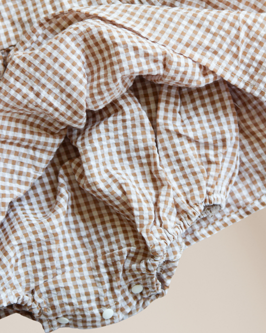 Beige Babe Gingham Dress Set