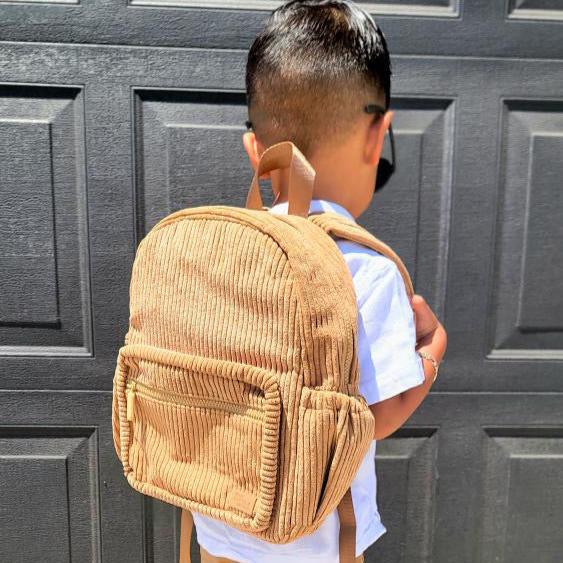 The Play Date Mini Corduroy Backpack- Caramel