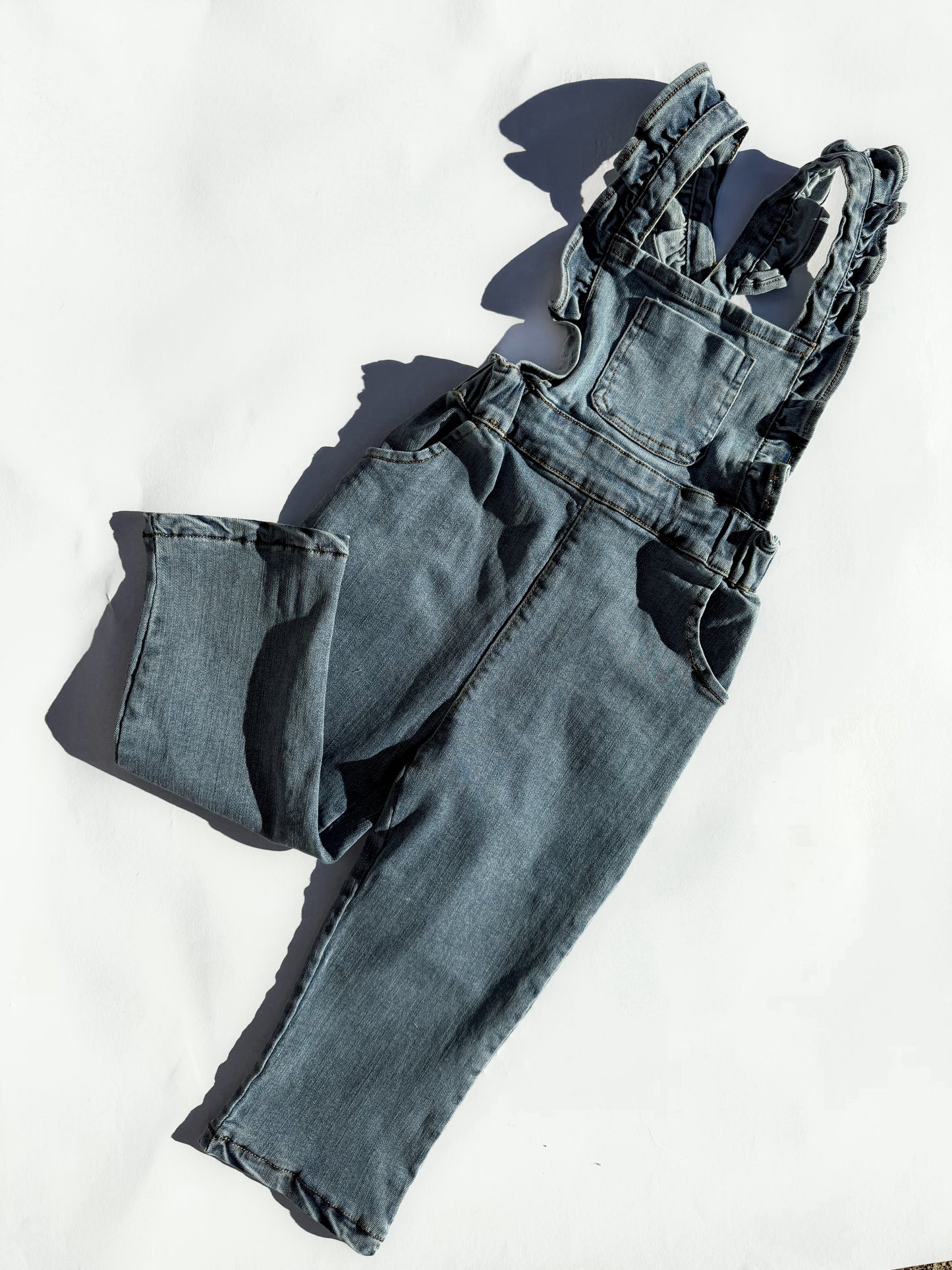 Ruffle Denim Overall