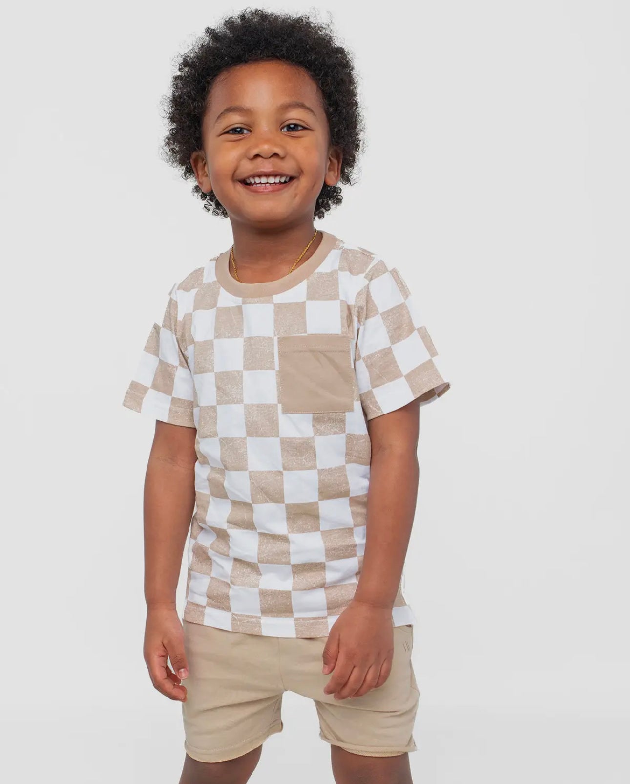 Beige Checkered Tee