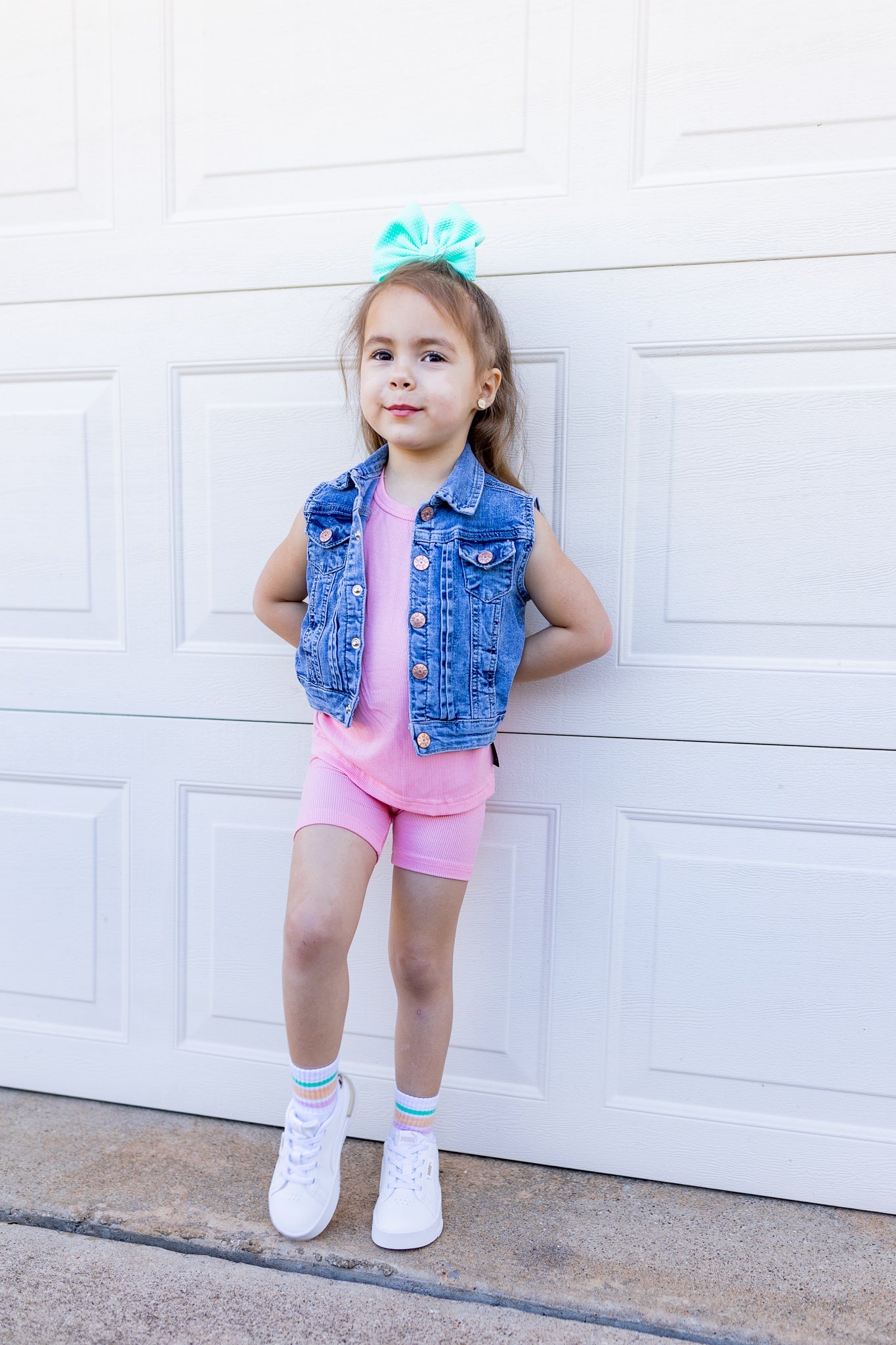 Ribbed Bamboo Tank Set - Pink *Drop ship