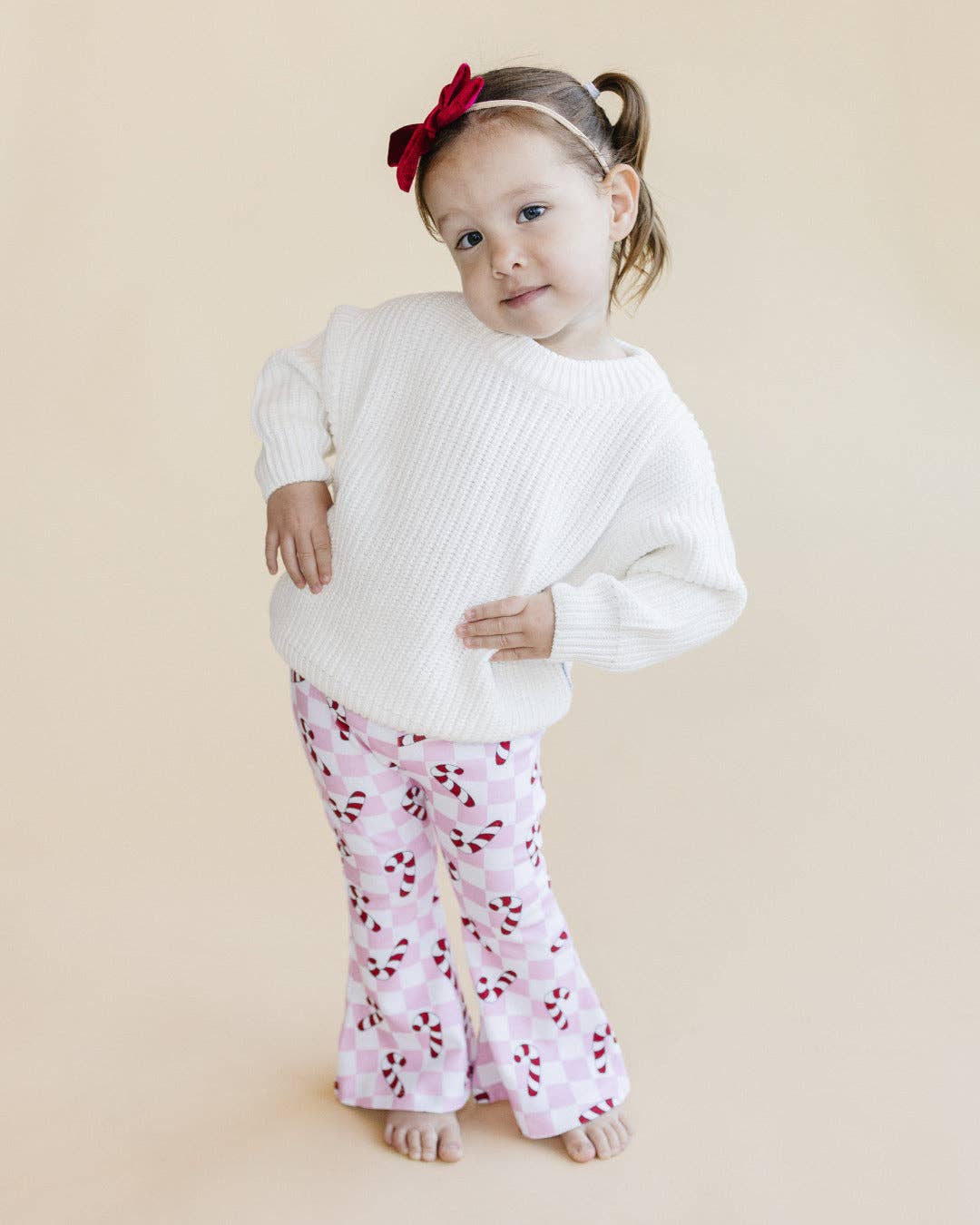 Christmas Candy Cane Kids & Baby Flare Pants | Pink