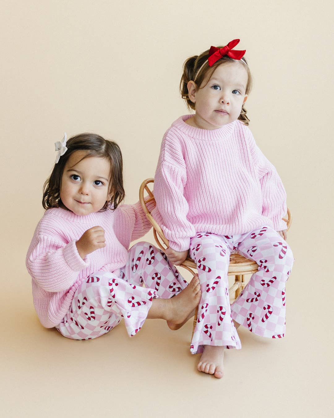 Christmas Candy Cane Kids & Baby Flare Pants | Pink