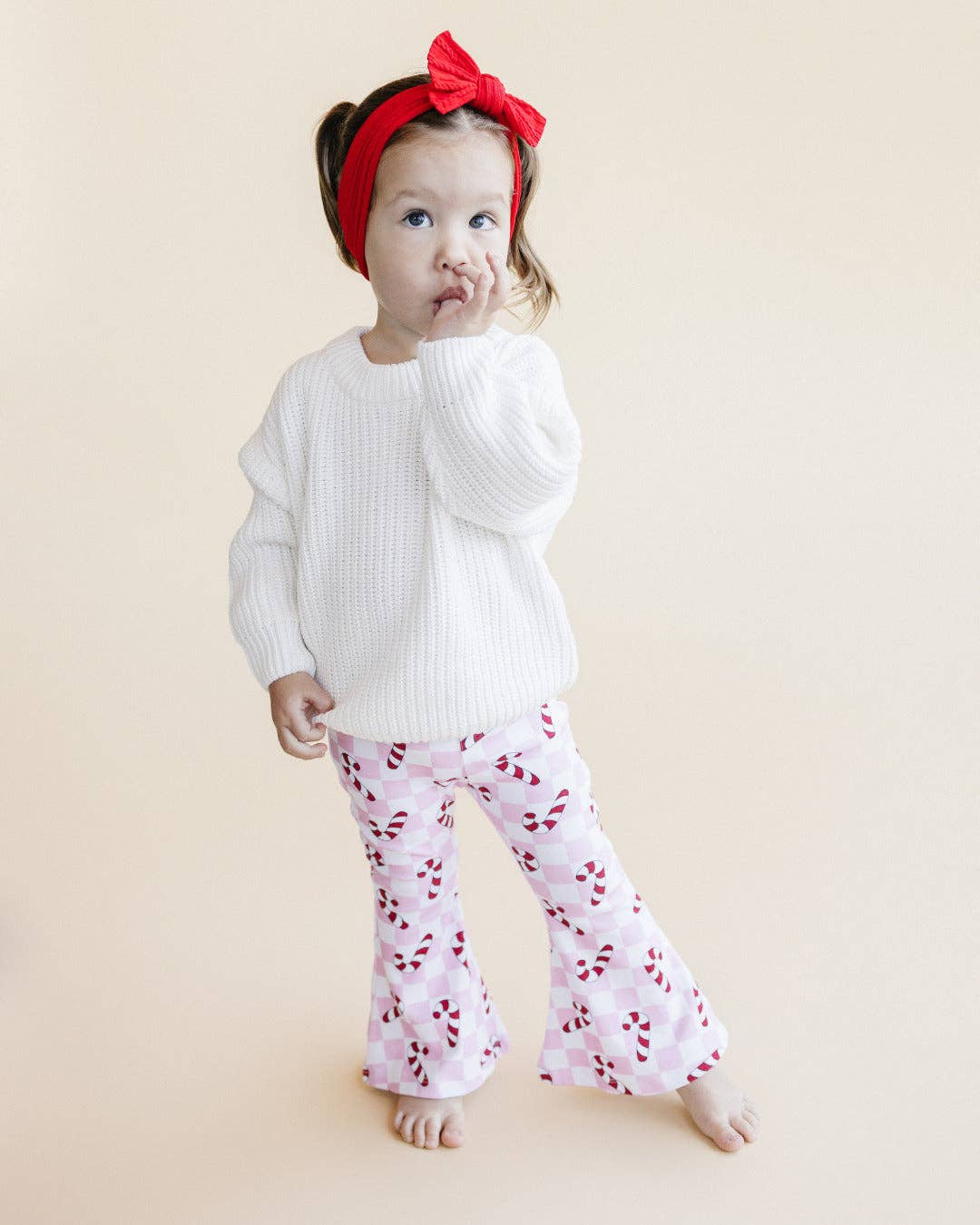 Christmas Candy Cane Kids & Baby Flare Pants | Pink