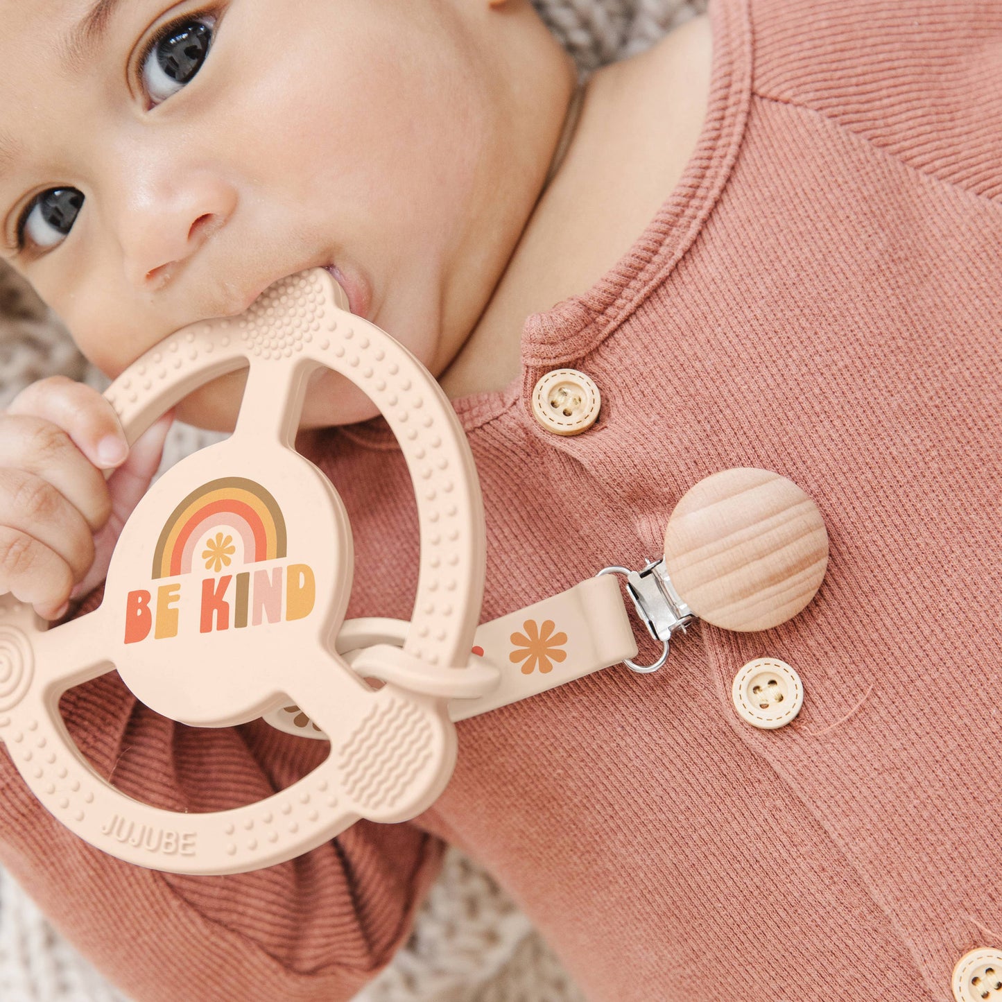 Silicone Teether Ring with Detachable - Rainbows