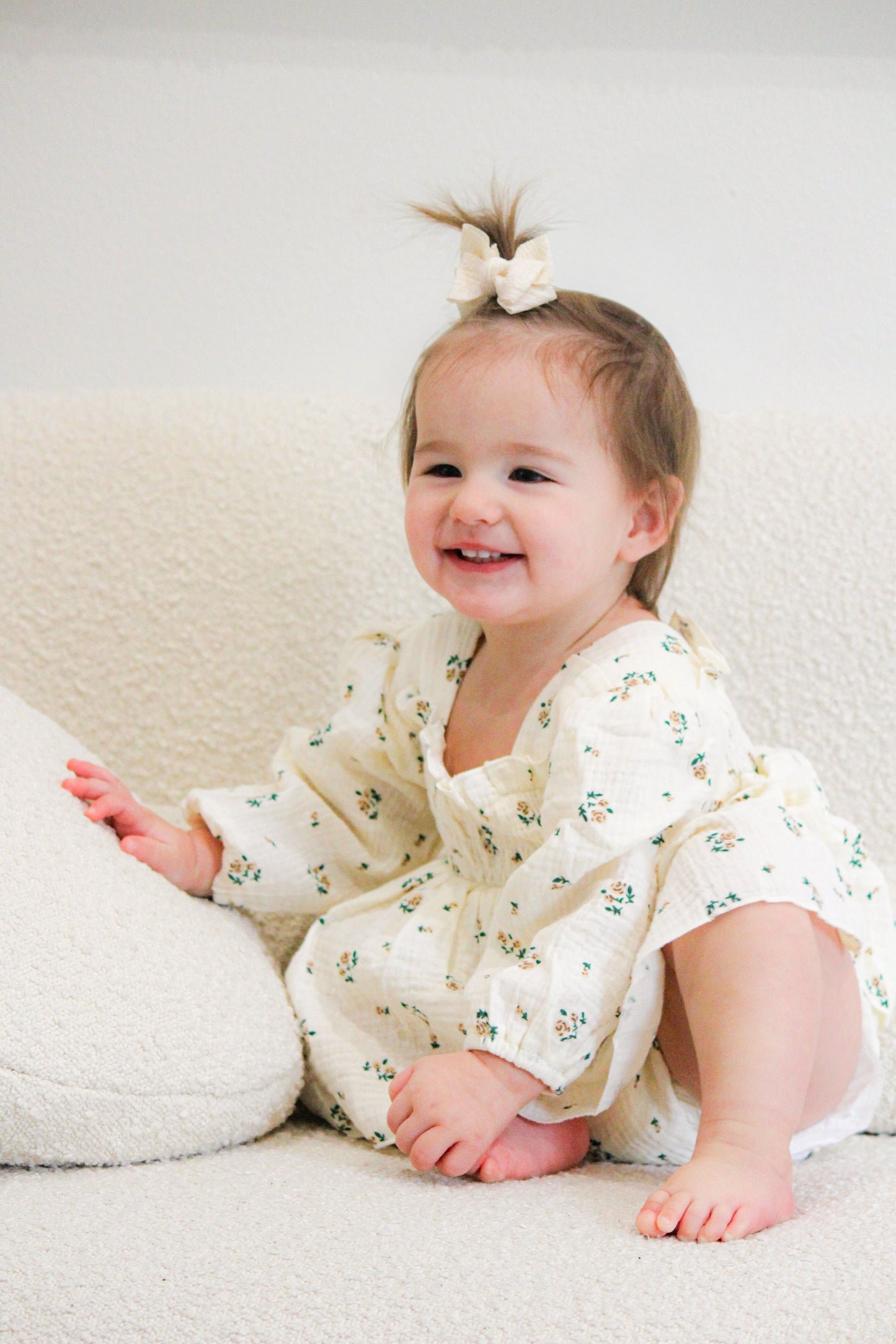 Floral long sleeve romper - cream