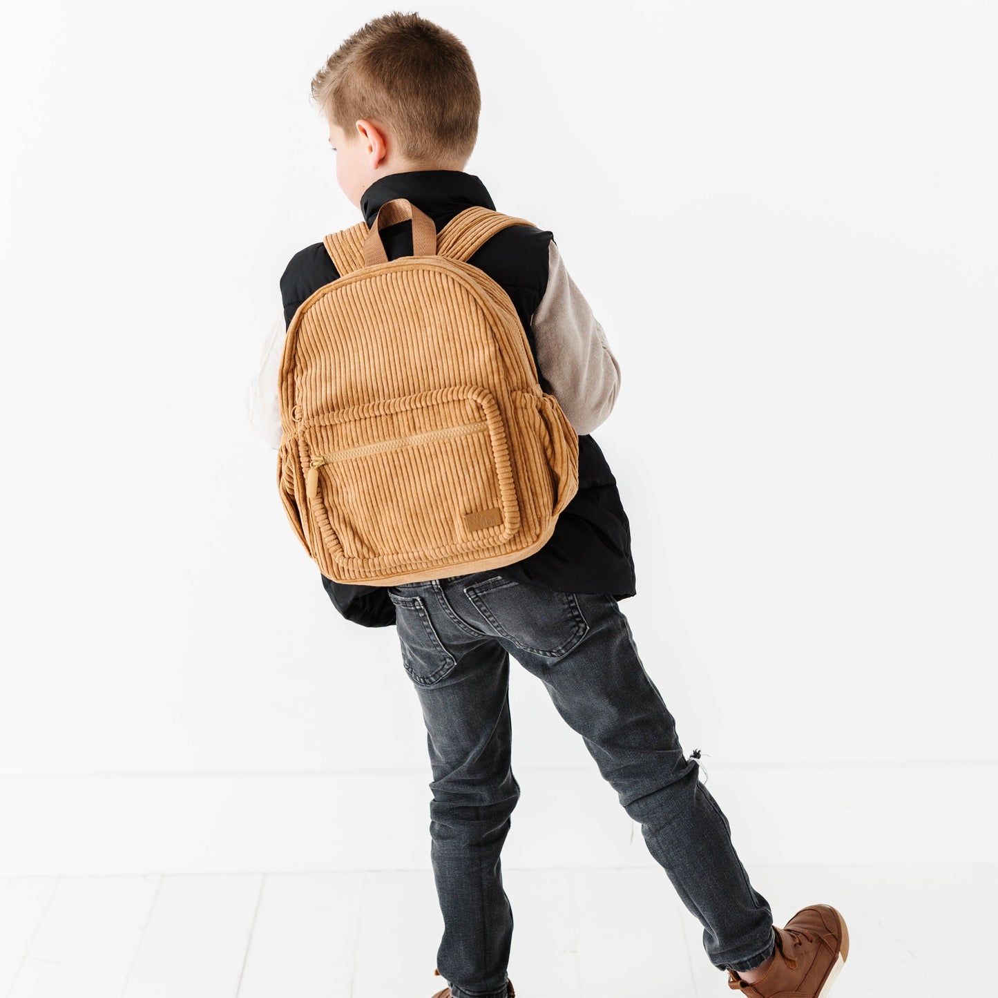 The Play Date Mini Corduroy Backpack- Camel *Drop ship