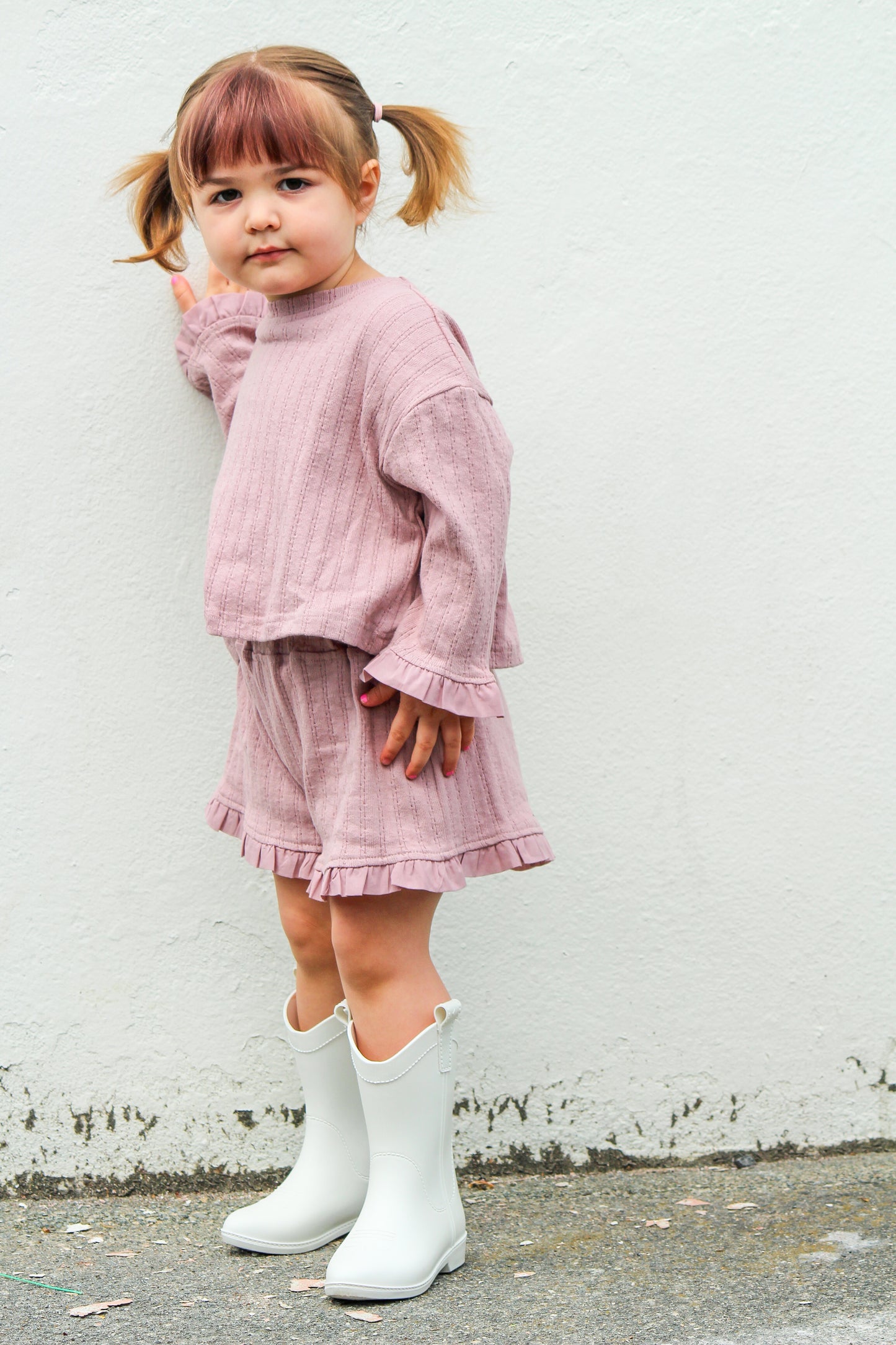 Pointelle Mauve Short Set