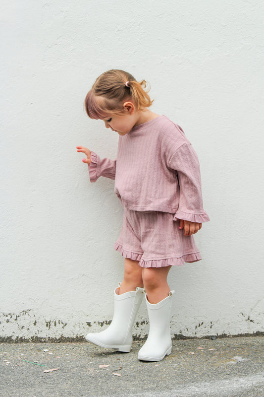 Pointelle Mauve Short Set