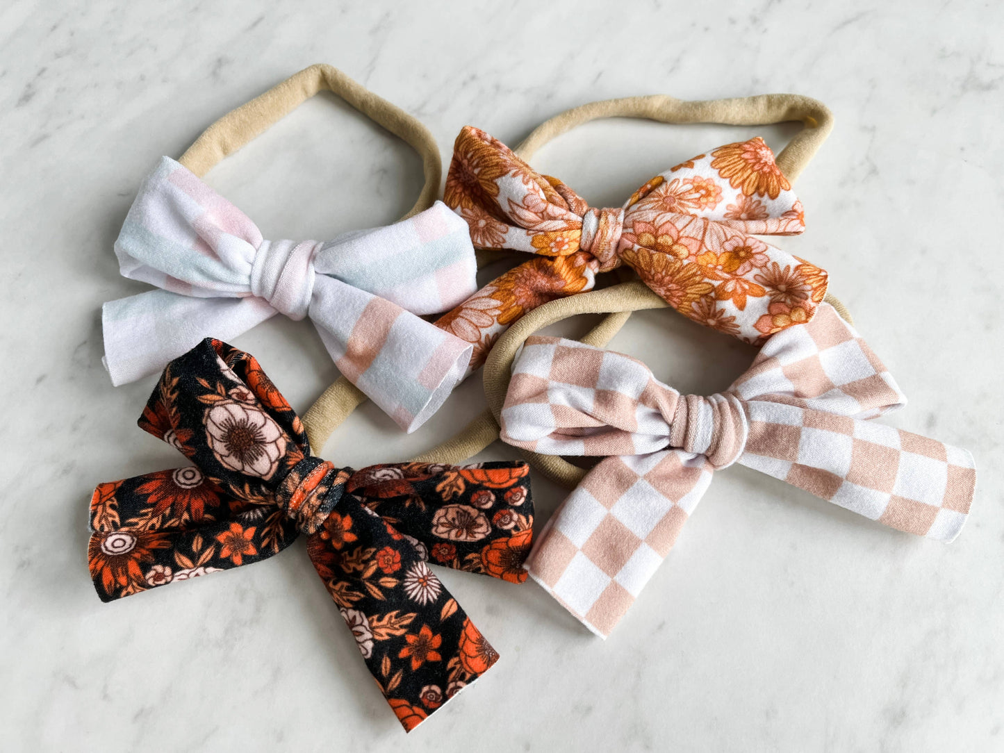 Simple Baby Bow Headbands - Checker