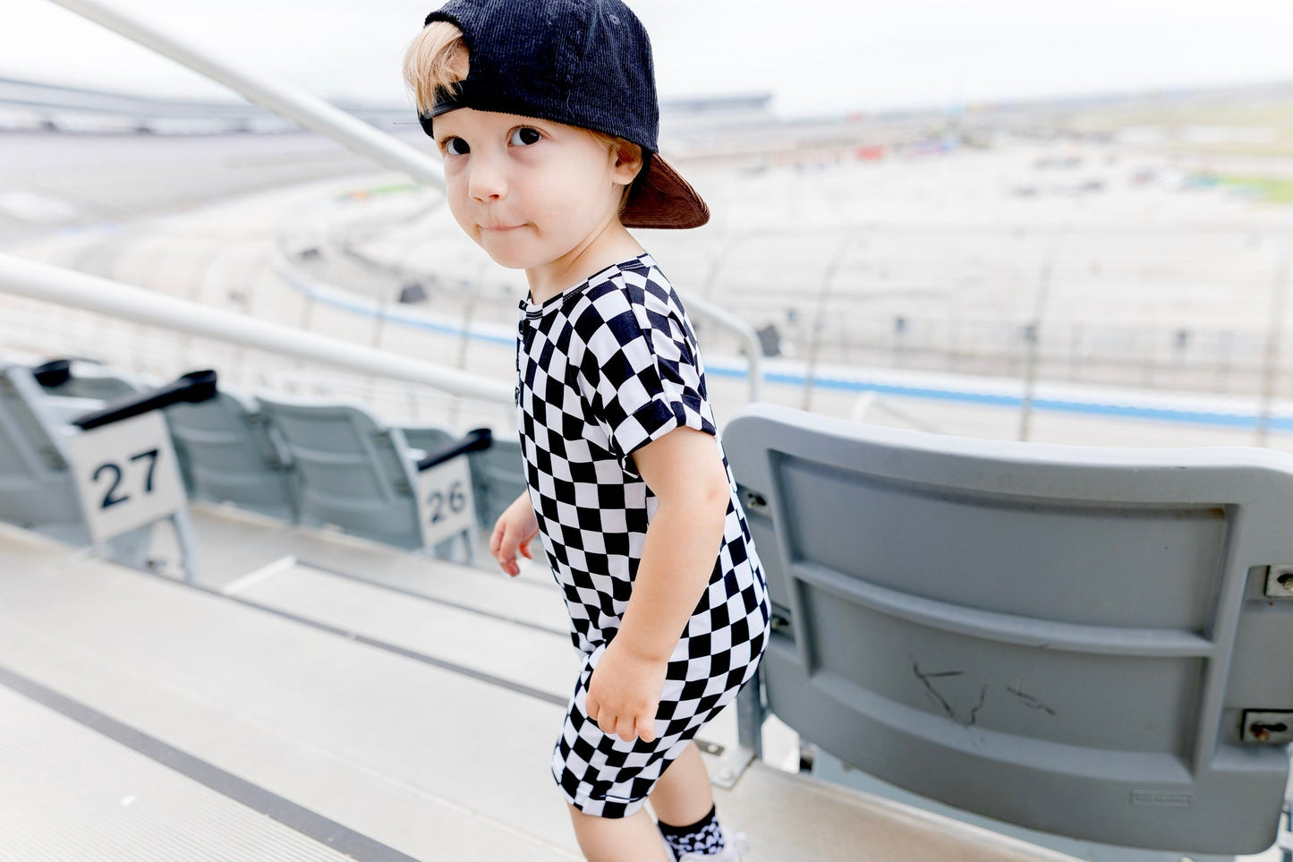 Checked Out - Henley Short Sleeve Romper *Drop ship