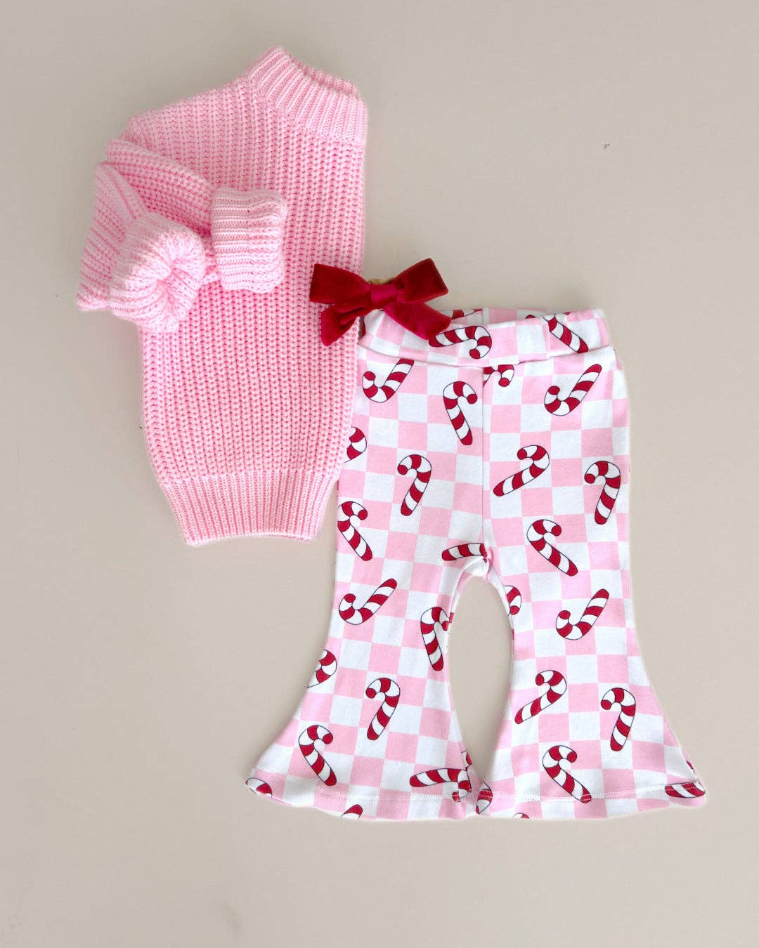 Christmas Candy Cane Kids & Baby Flare Pants | Pink