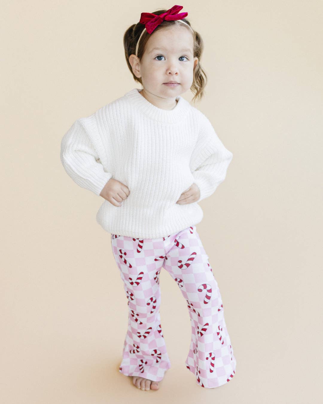 Christmas Candy Cane Kids & Baby Flare Pants | Pink