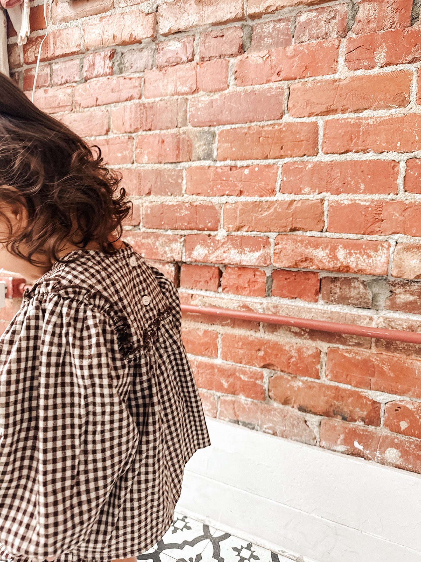 Brown Gingham Dress Set