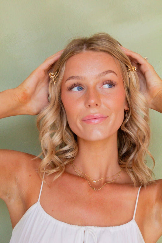 Micro Gold Bow Claw Clips