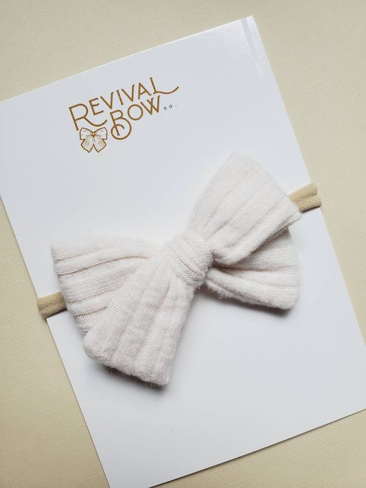 Classic Fabric Bow on Nylon Headband • Soft Ivory
