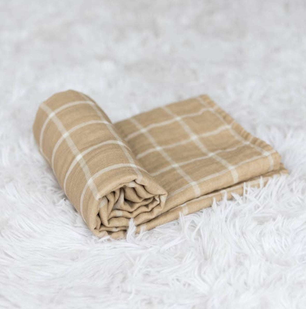 Nutmeg Plaid Muslin Swaddle