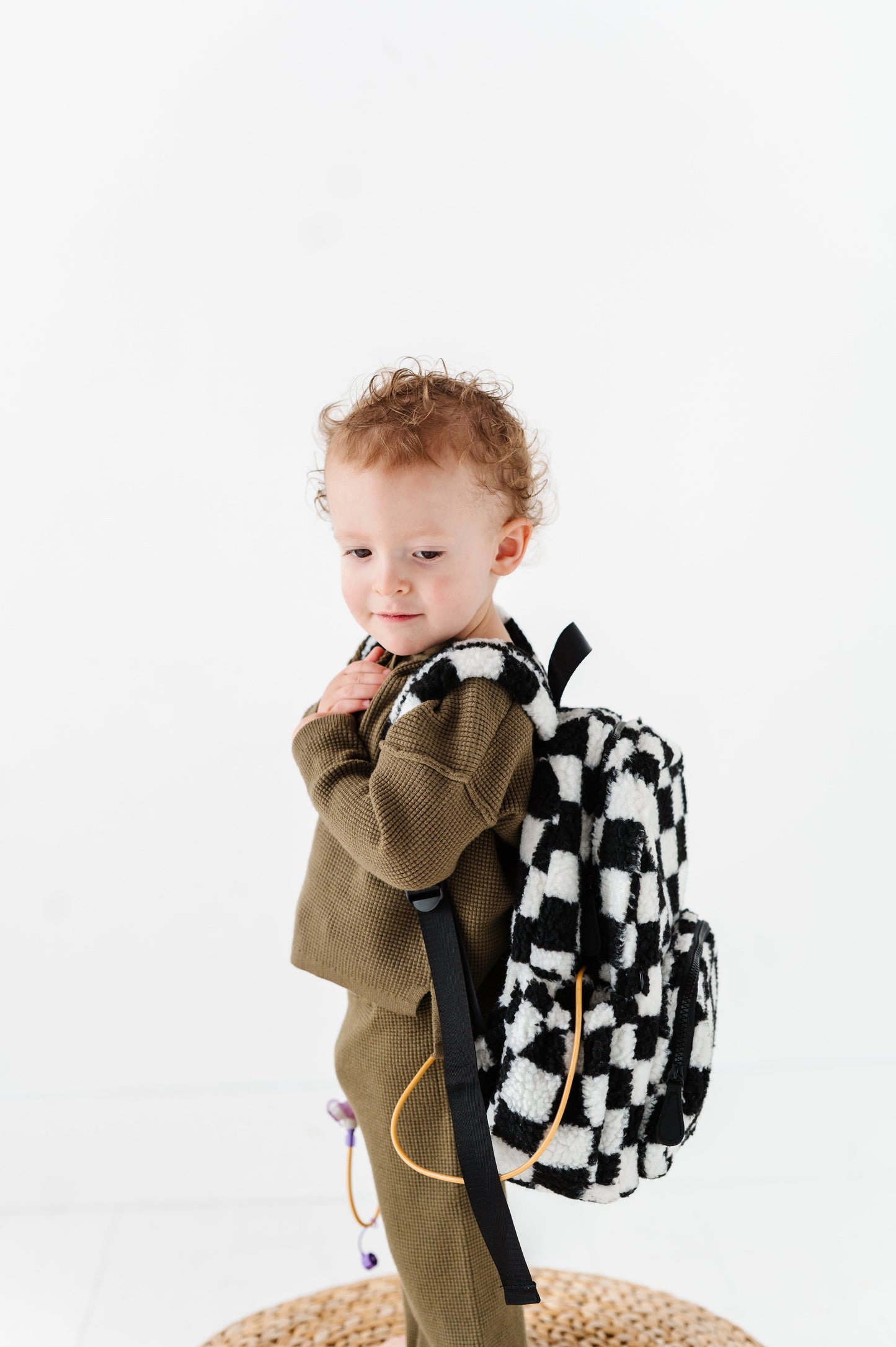 The Aspen Mini Backpack- Sherpa Black and White Check *Drop Ship*