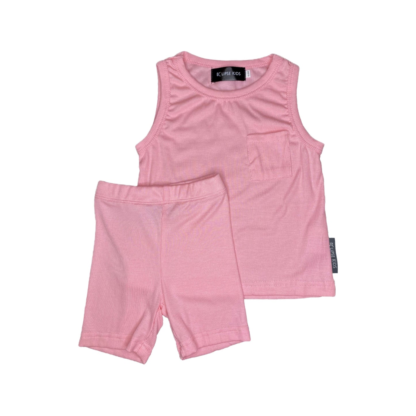 Ribbed Bamboo Tank Set - Pink *Drop ship