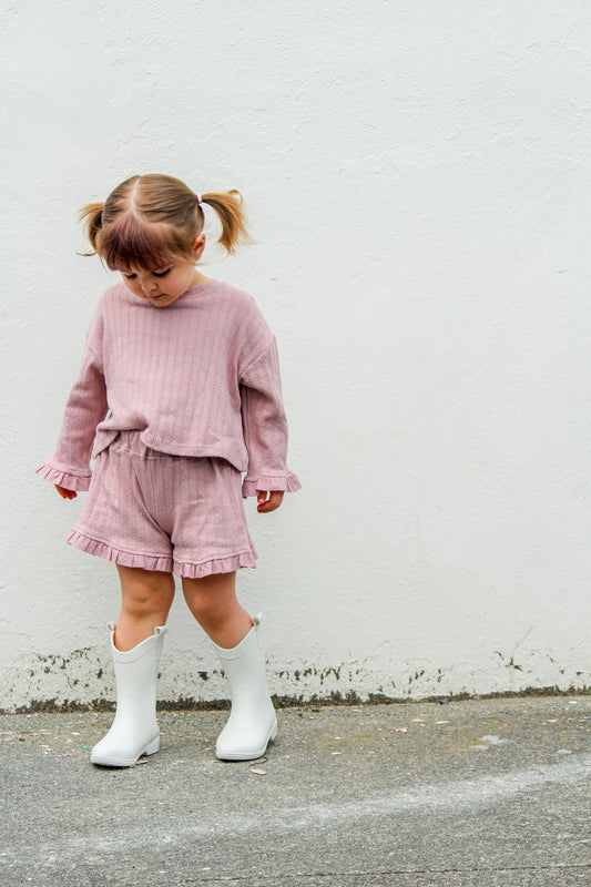 Pointelle Mauve Short Set