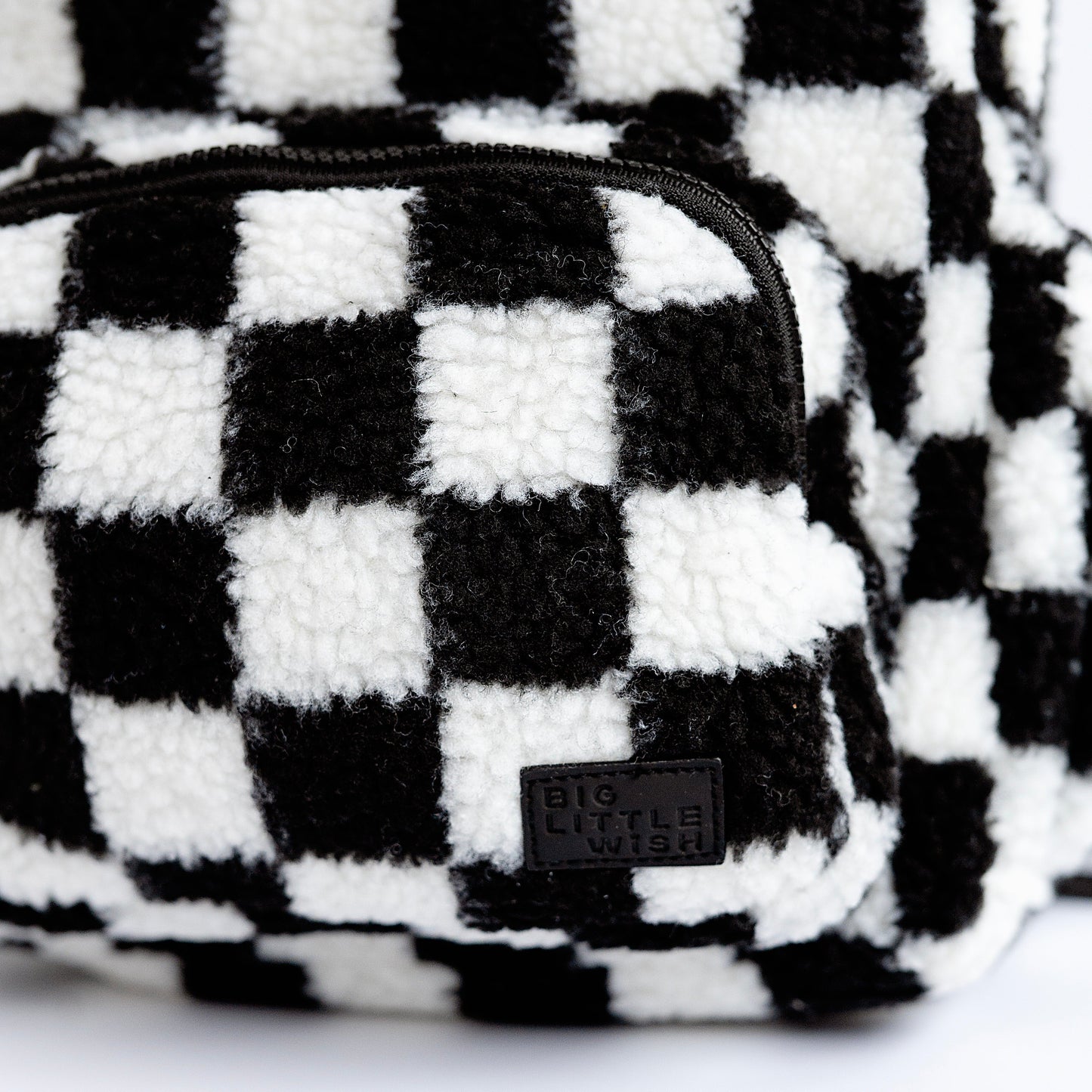 The Aspen Mini Backpack- Sherpa Black and White Check *Drop Ship*