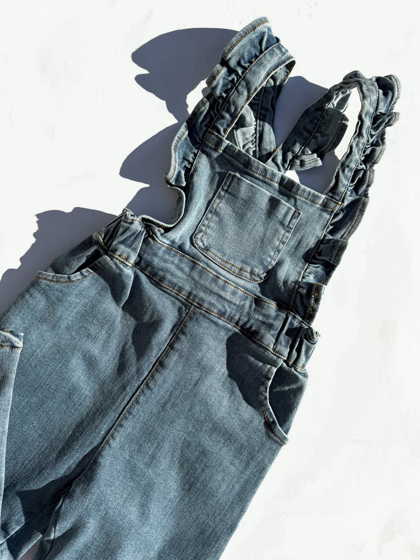 Ruffle Denim Overall