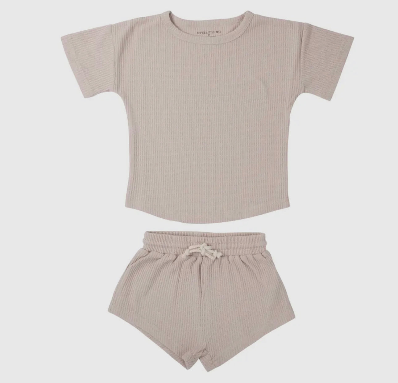 Tan Summer Waffle Shorts Set