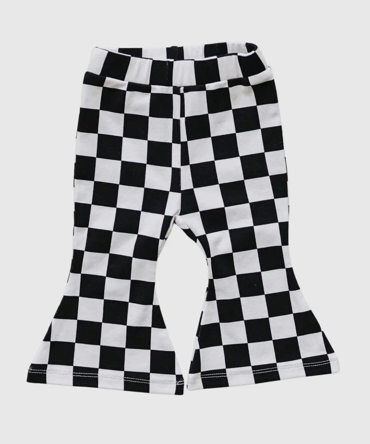 Checkered Flare Pants - Black