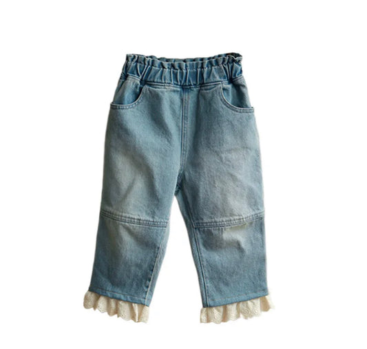 Detailed Straight Leg Jeans (Dark Wash)