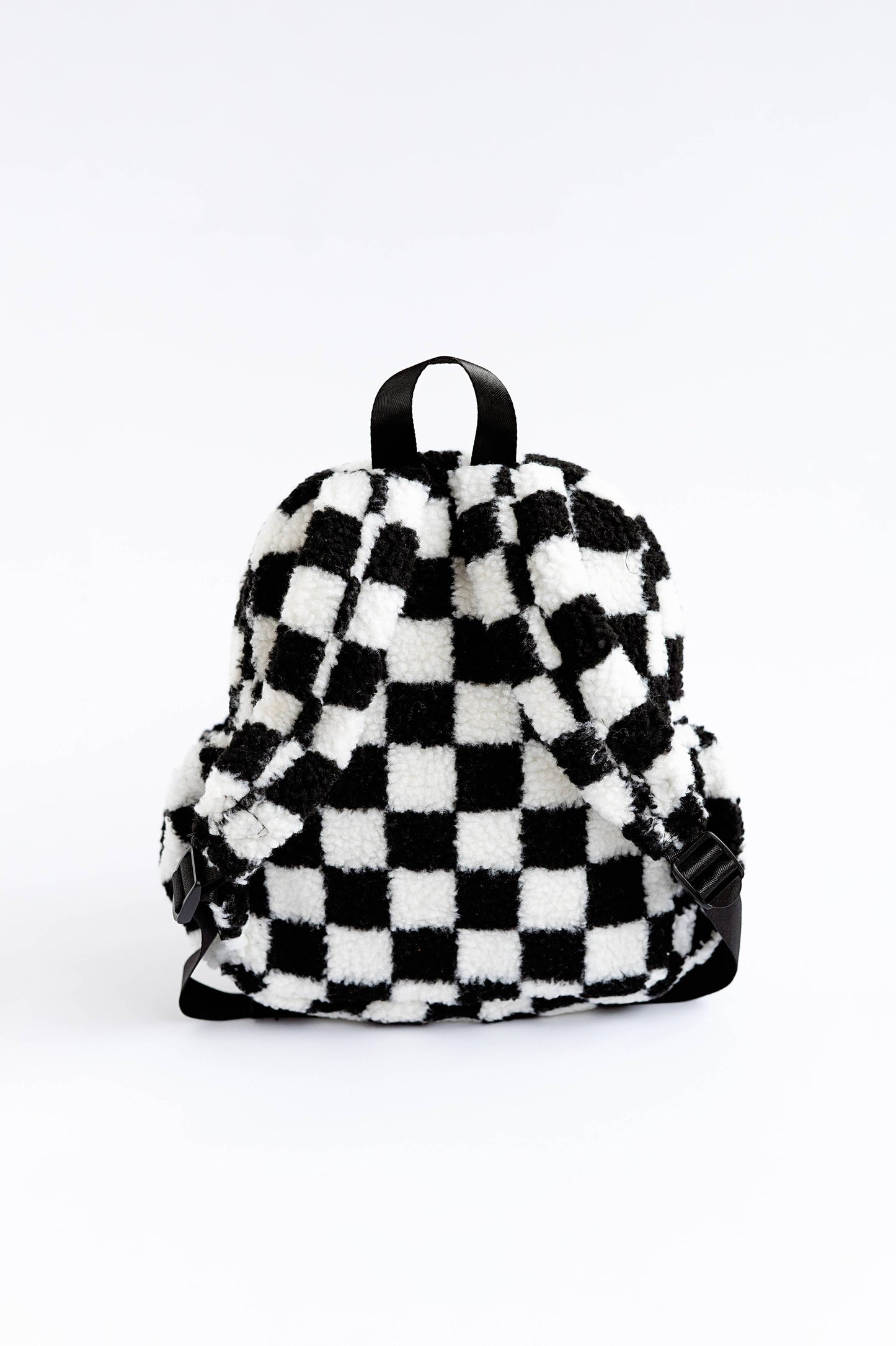 The Aspen Kids Mini Backpack- Sherpa Black and White Check