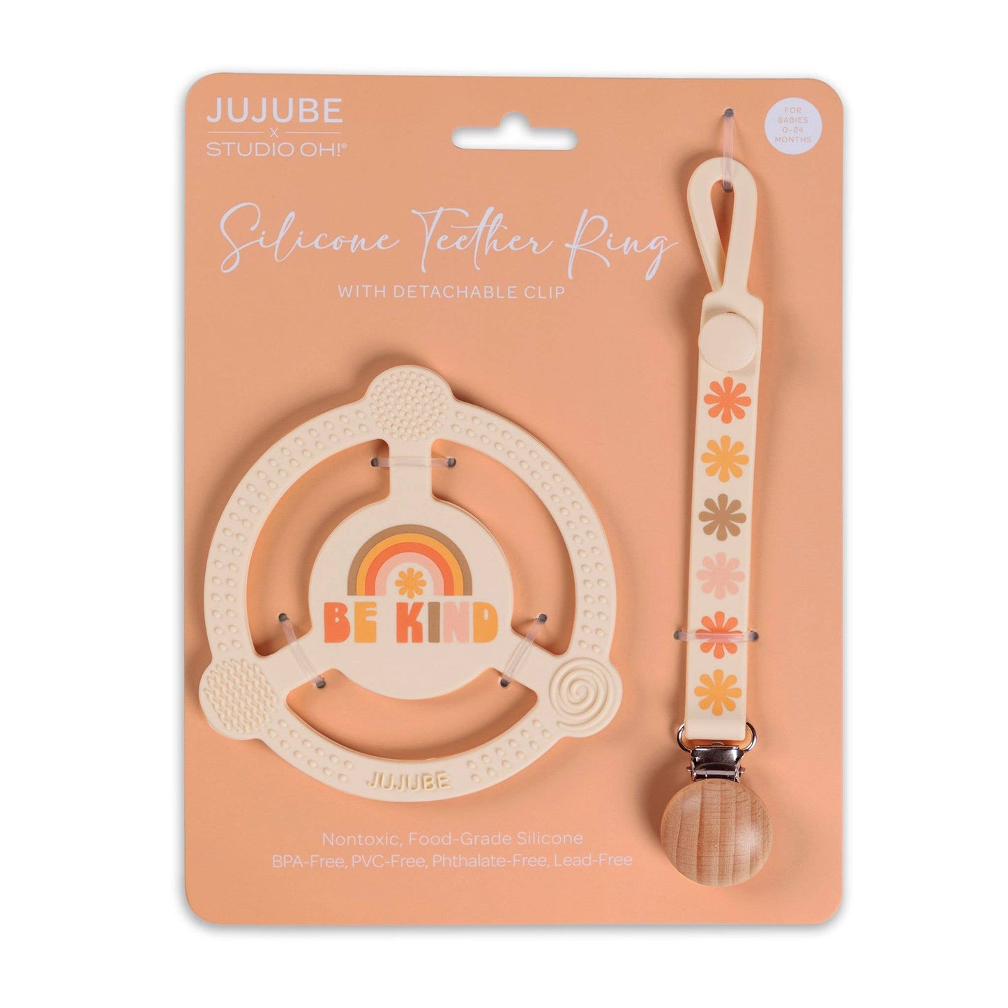 Silicone Teether Ring with Detachable - Rainbows