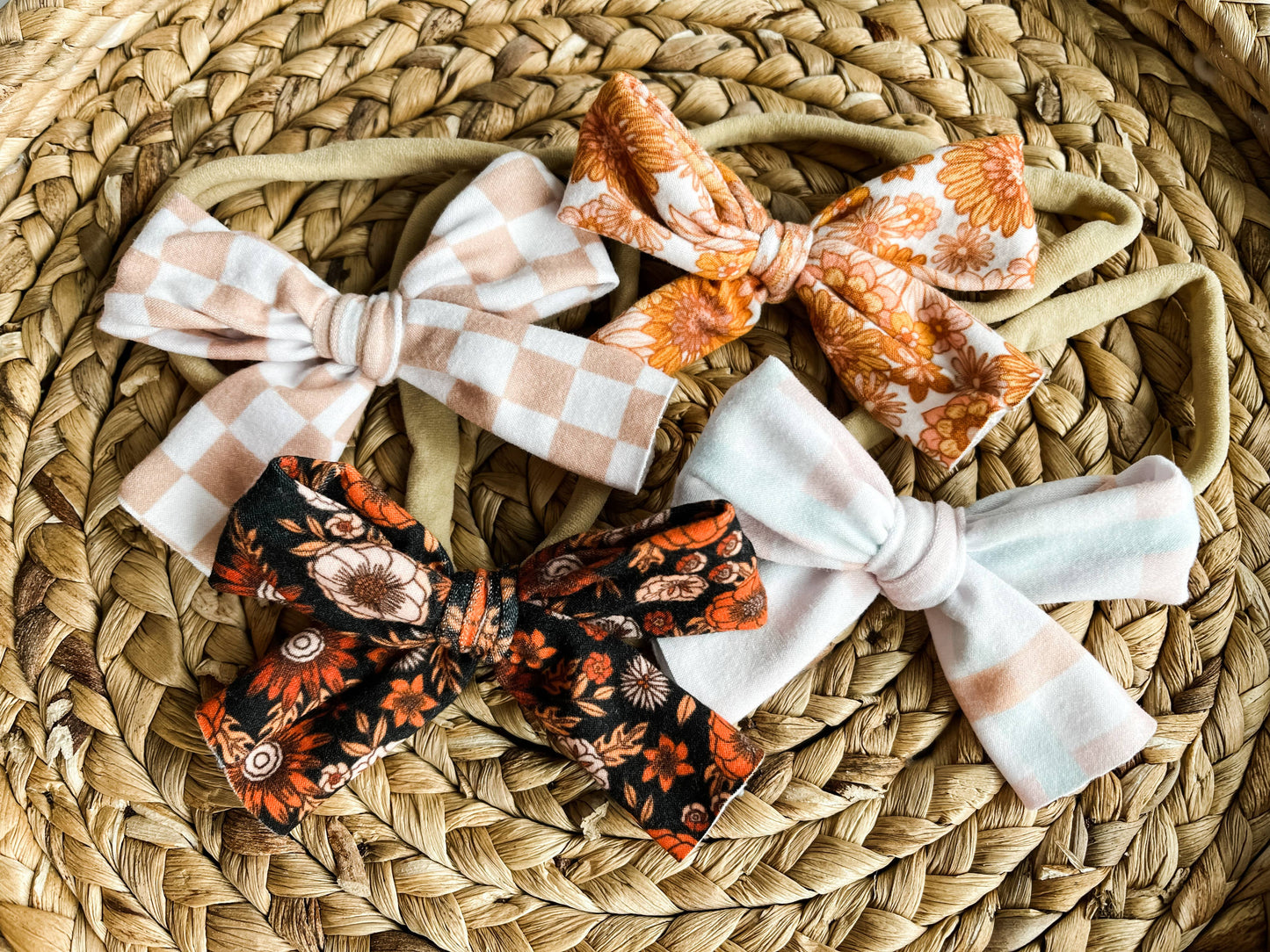 Simple Baby Bow Headbands - Checker