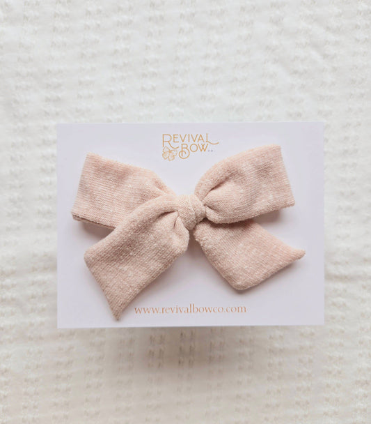 Classic Handtied Bow on Alligator Clip • Warm Beige