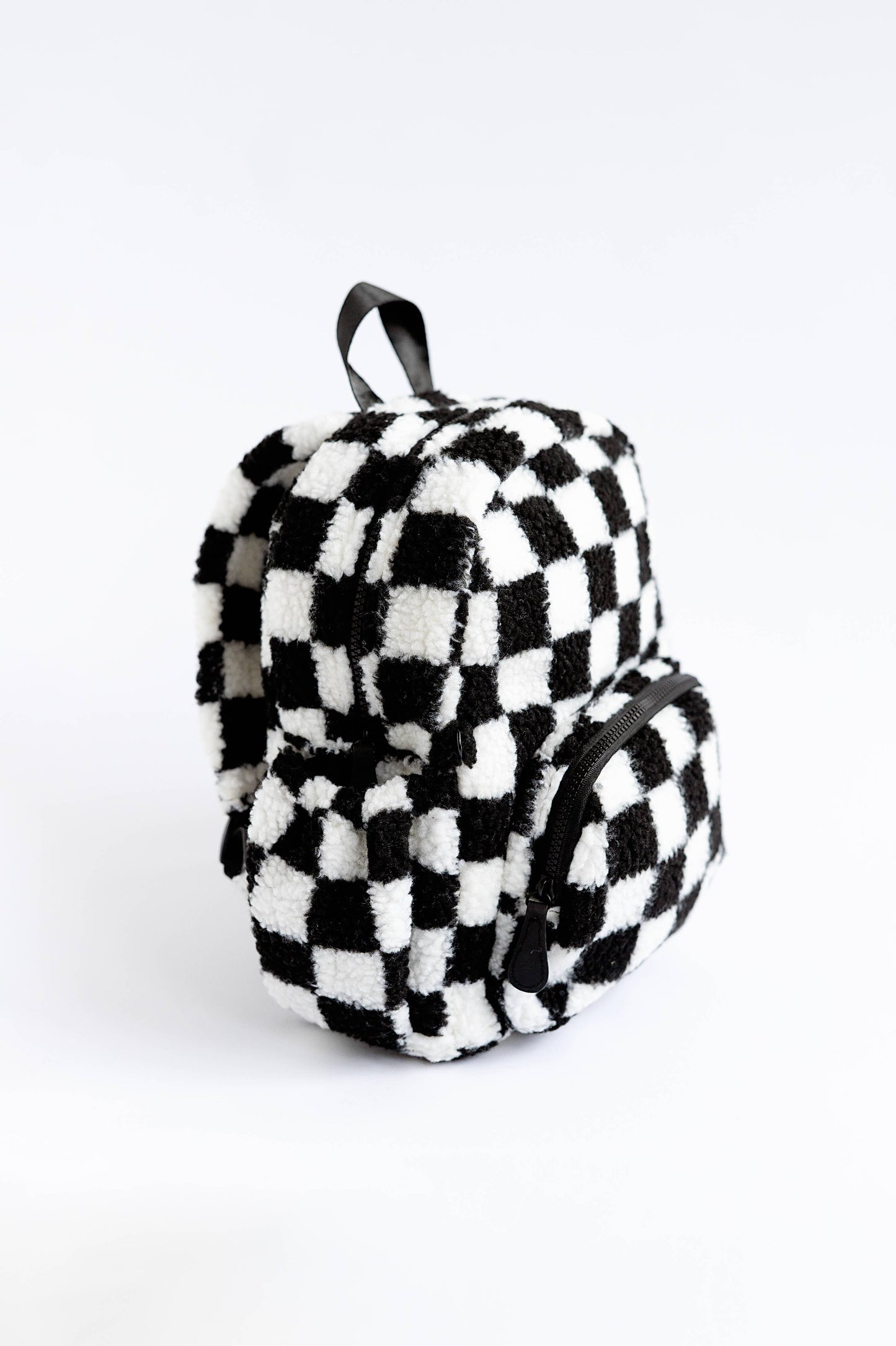 The Aspen Kids Mini Backpack- Sherpa Black and White Check