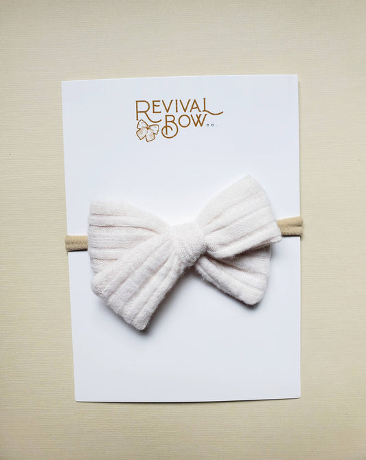Classic Fabric Bow on Nylon Headband • Soft Ivory